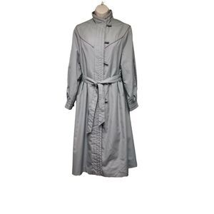 Vintage MS. Freddi Lavender/Gray Long Classic Trench Coat/Belt Size 10